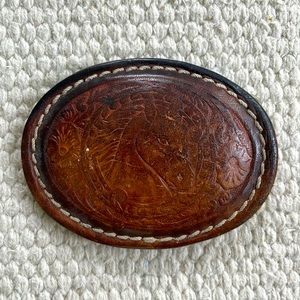 Vintage leather belt buckle & belt